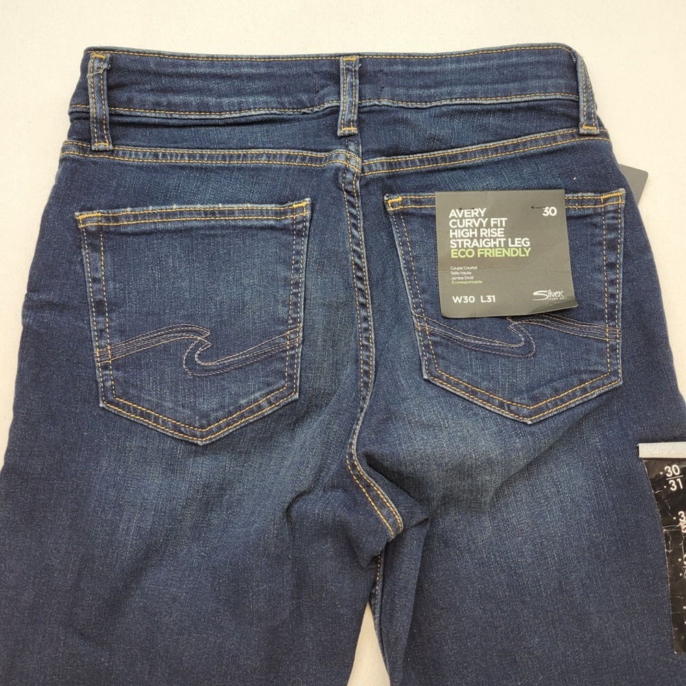 Silver Jeans Co. Avery Straight Leg Women 30 Indigo Eco Friendly High Rise Curvy - Picture 4 of 13